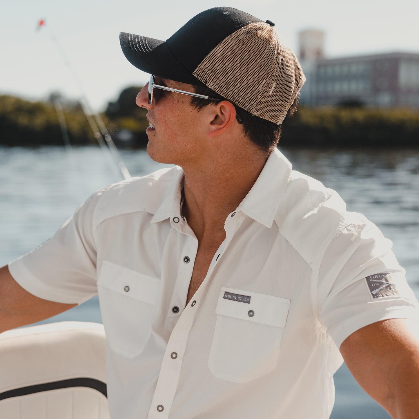 Short Sleeve Fishing Shirt - White