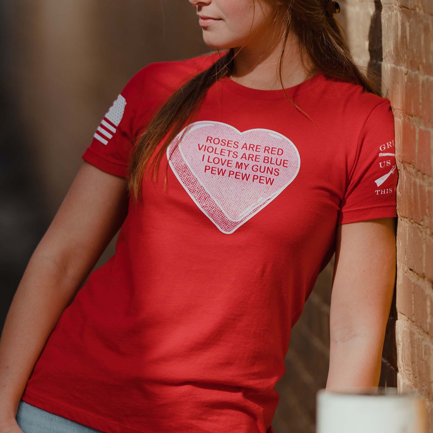 Women's Pew Pew Poem Slim-Fit T-Shirt - Red