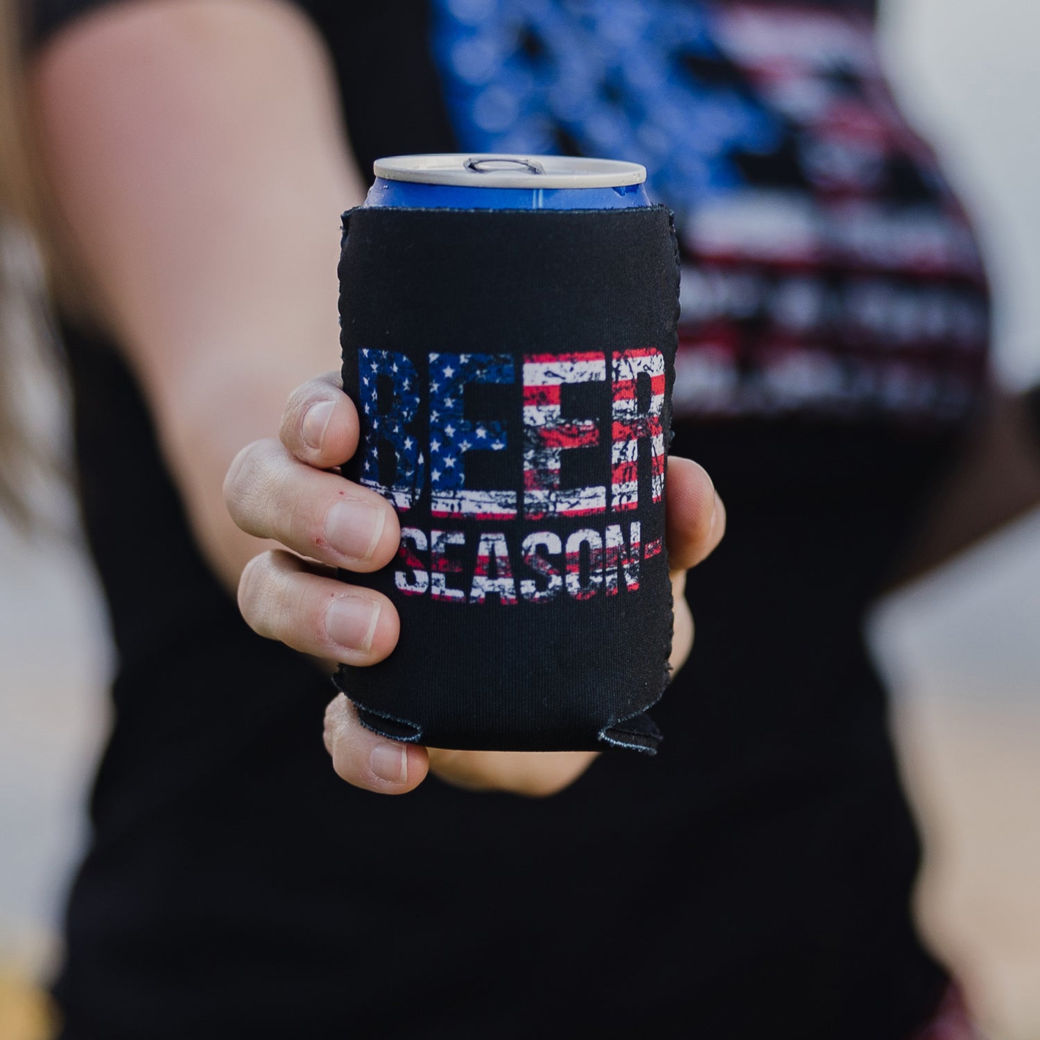 Beer Season American Flag Can Cooler