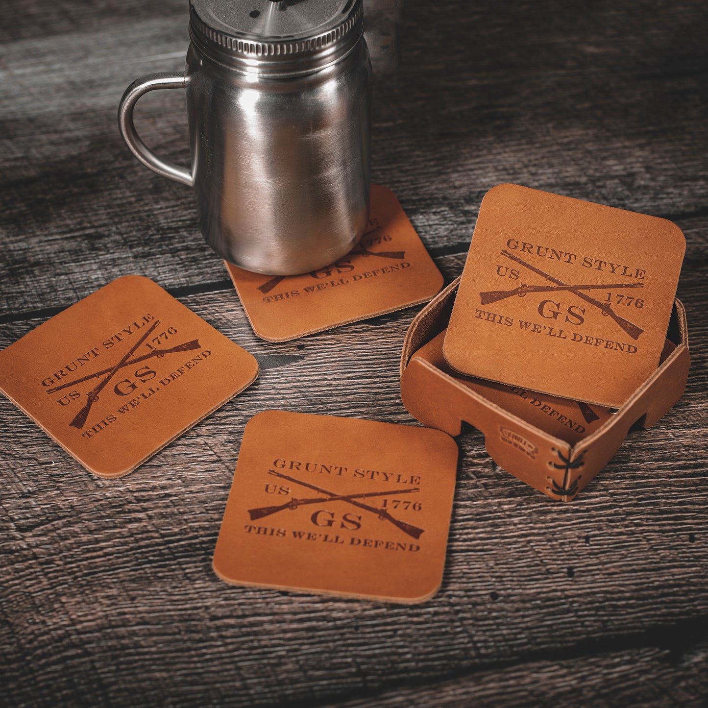Leather Drink Coasters - 4-Pack | Grunt Style 