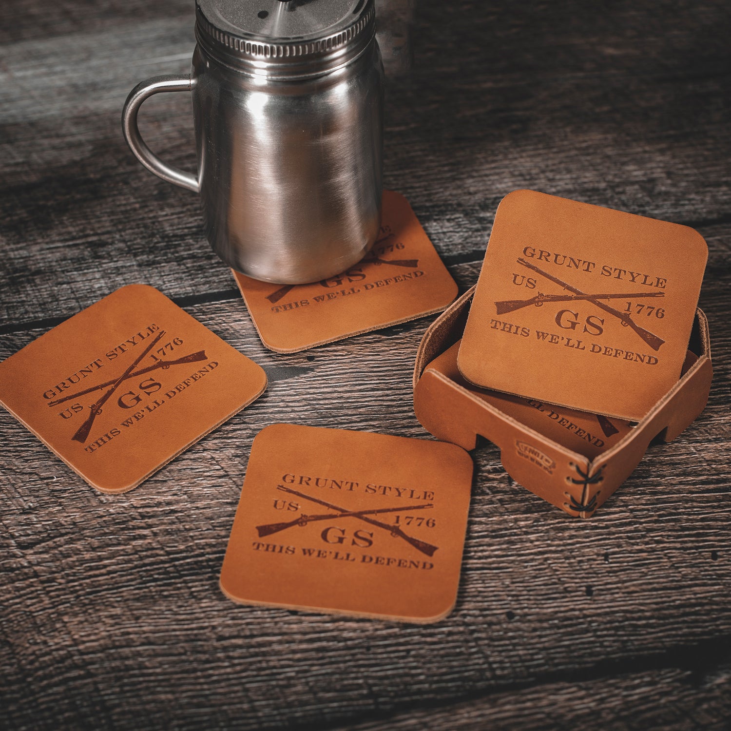 Leather Drink Coasters - 4-Pack | Grunt Style 