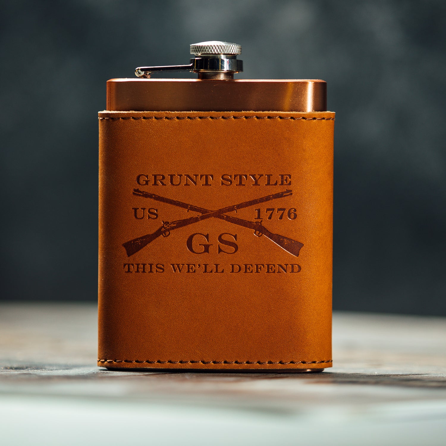 Leather Wrapped Flask  | Grunt Style 
