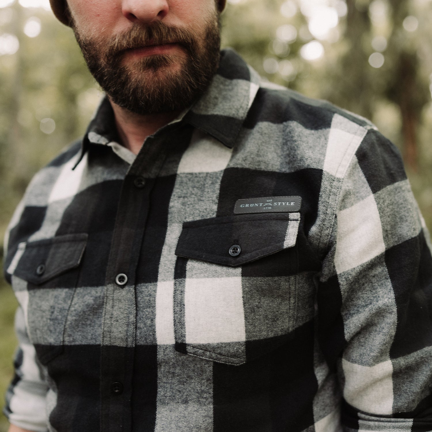 Black and White Plaid Button Up Flannel | Grunt Style 