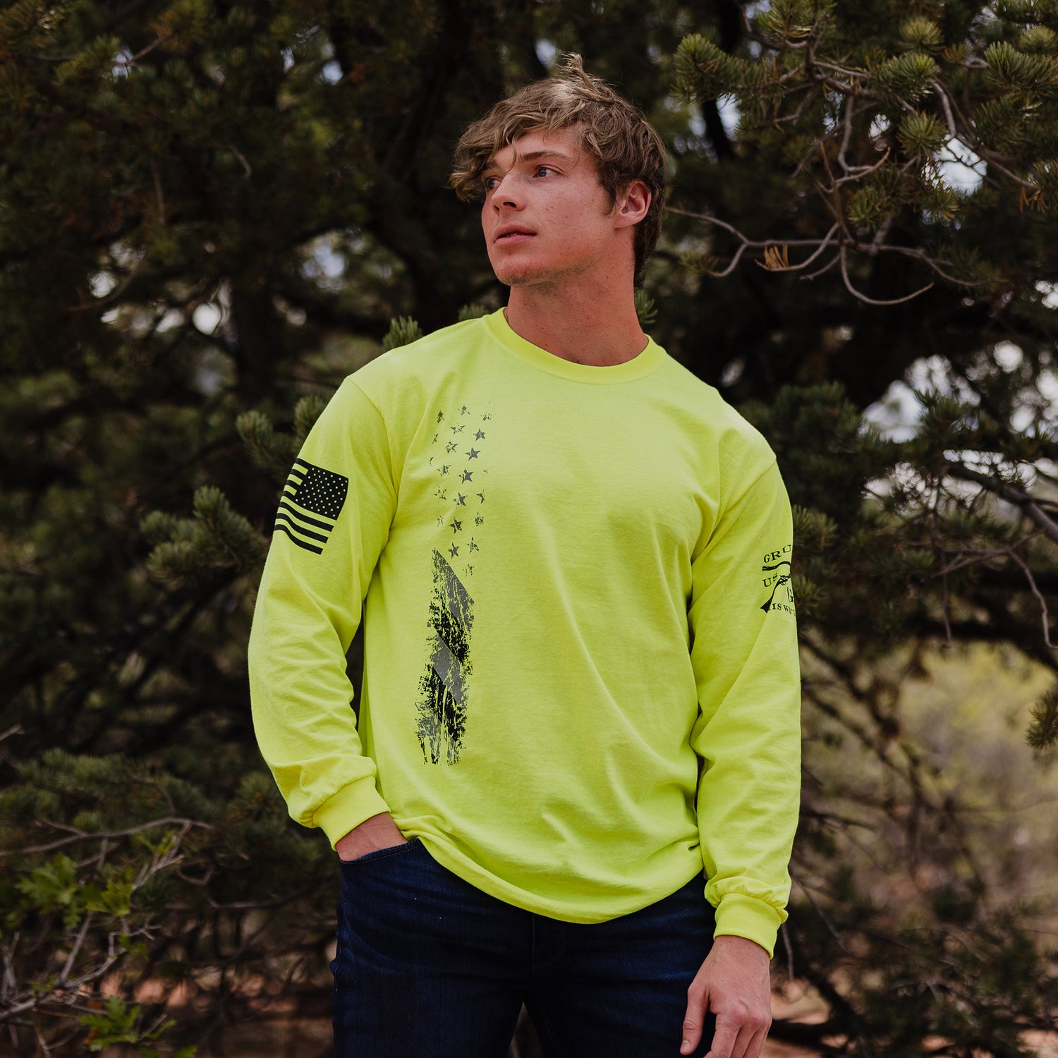 True Colors Safety Green Graphic Long Sleeve | Grunt Style 