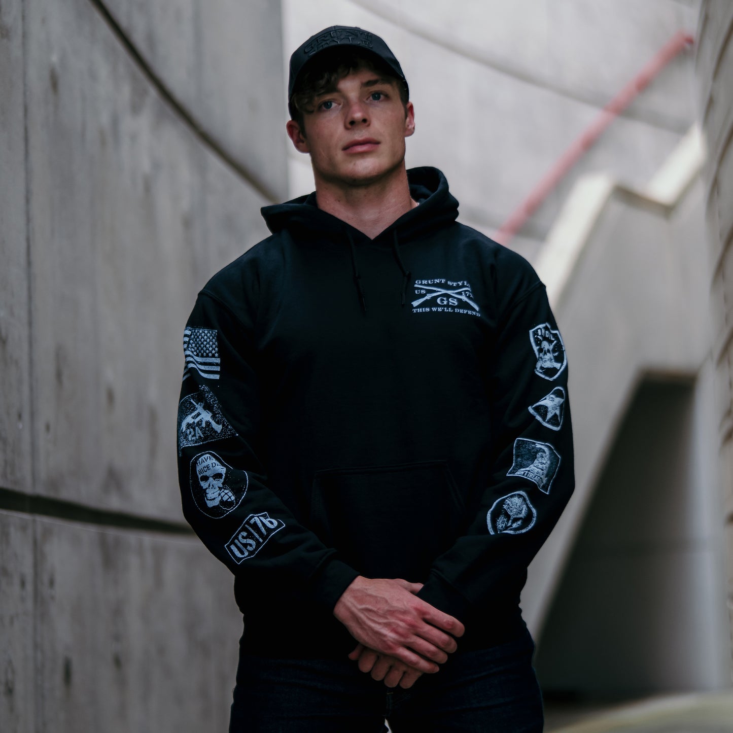 Black Patch Pullover Hoodie  | Grunt Style 