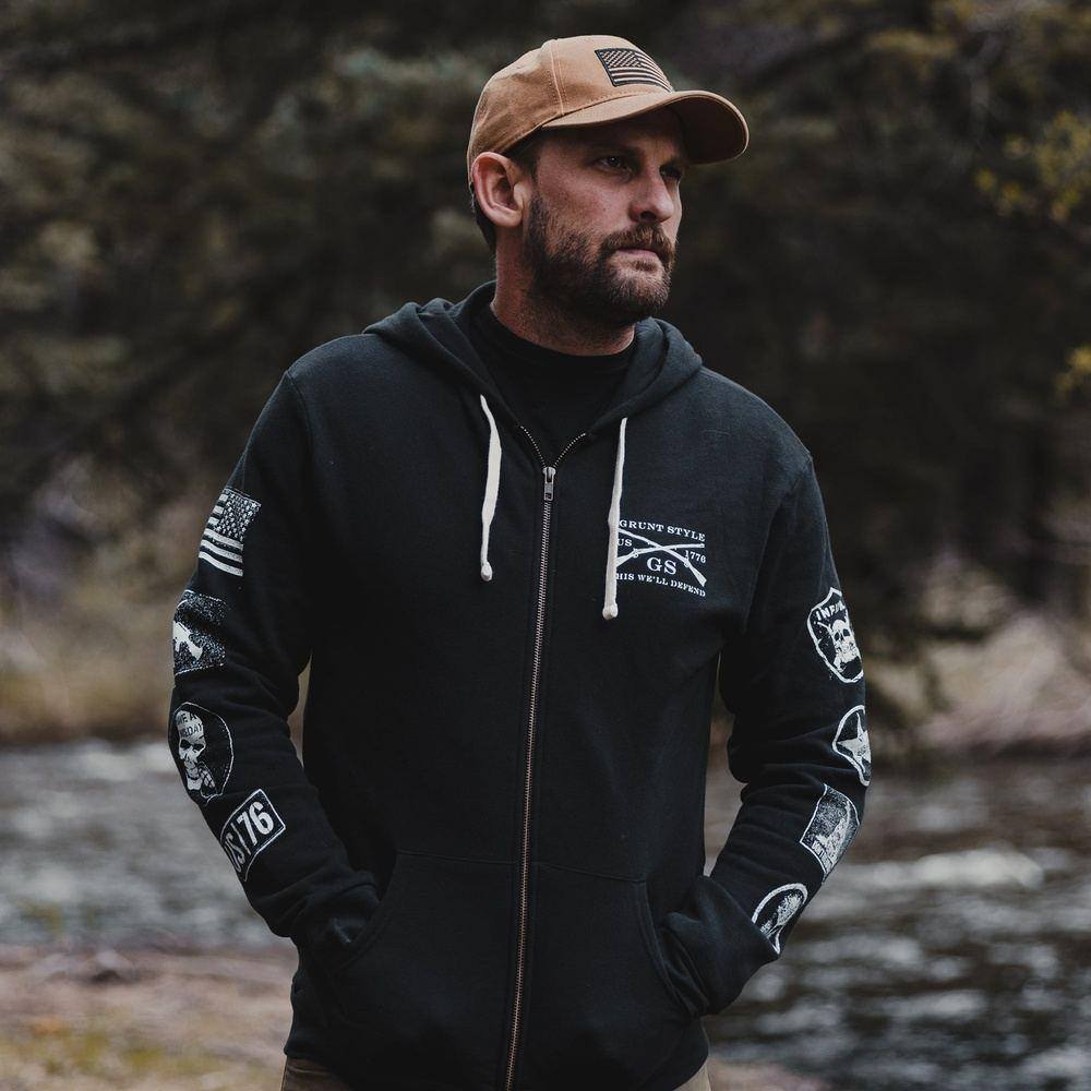 Grunt Style Patch FullZip Hoodie Black Grunt Style, LLC