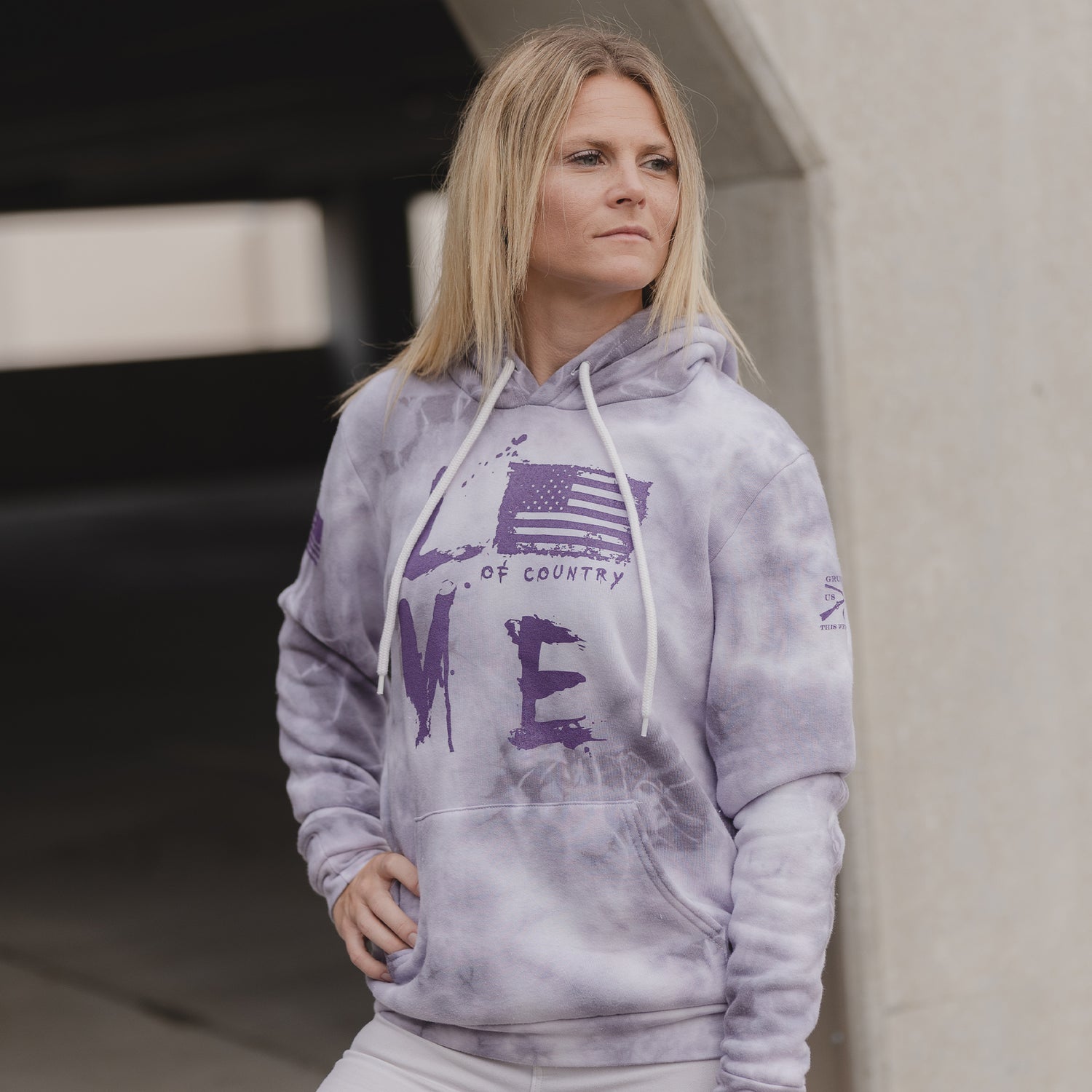 Women's Hoodie Love of Country - Purple Haze Wash | Grunt Style 
