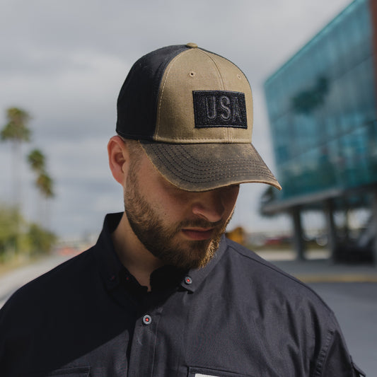 USA Embroidered Tan Hat | Grunt Style 