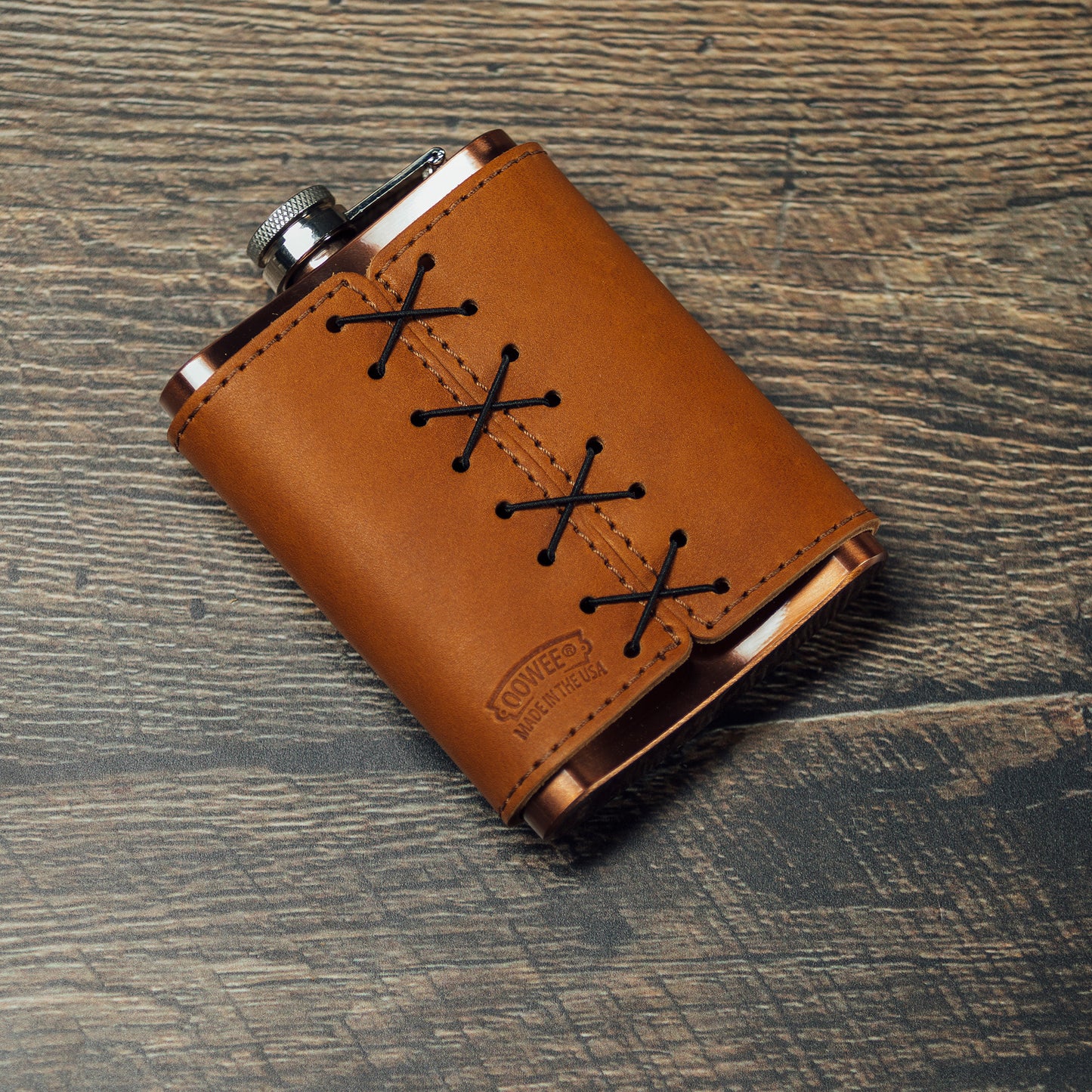 Leather Wrapped Logo Flask | Grunt Style 