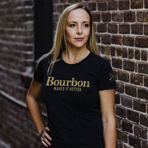 Women's Bourbon Makes It Better Slim Fit T-Shirt - Black