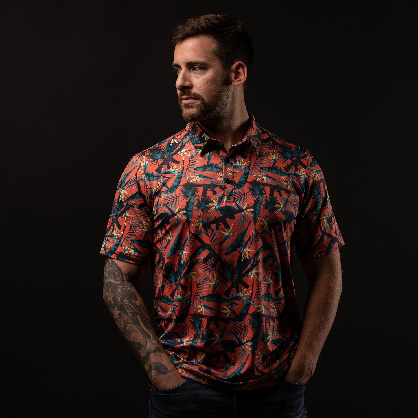 Men's Polo Patriotic Hawaiian Shirt