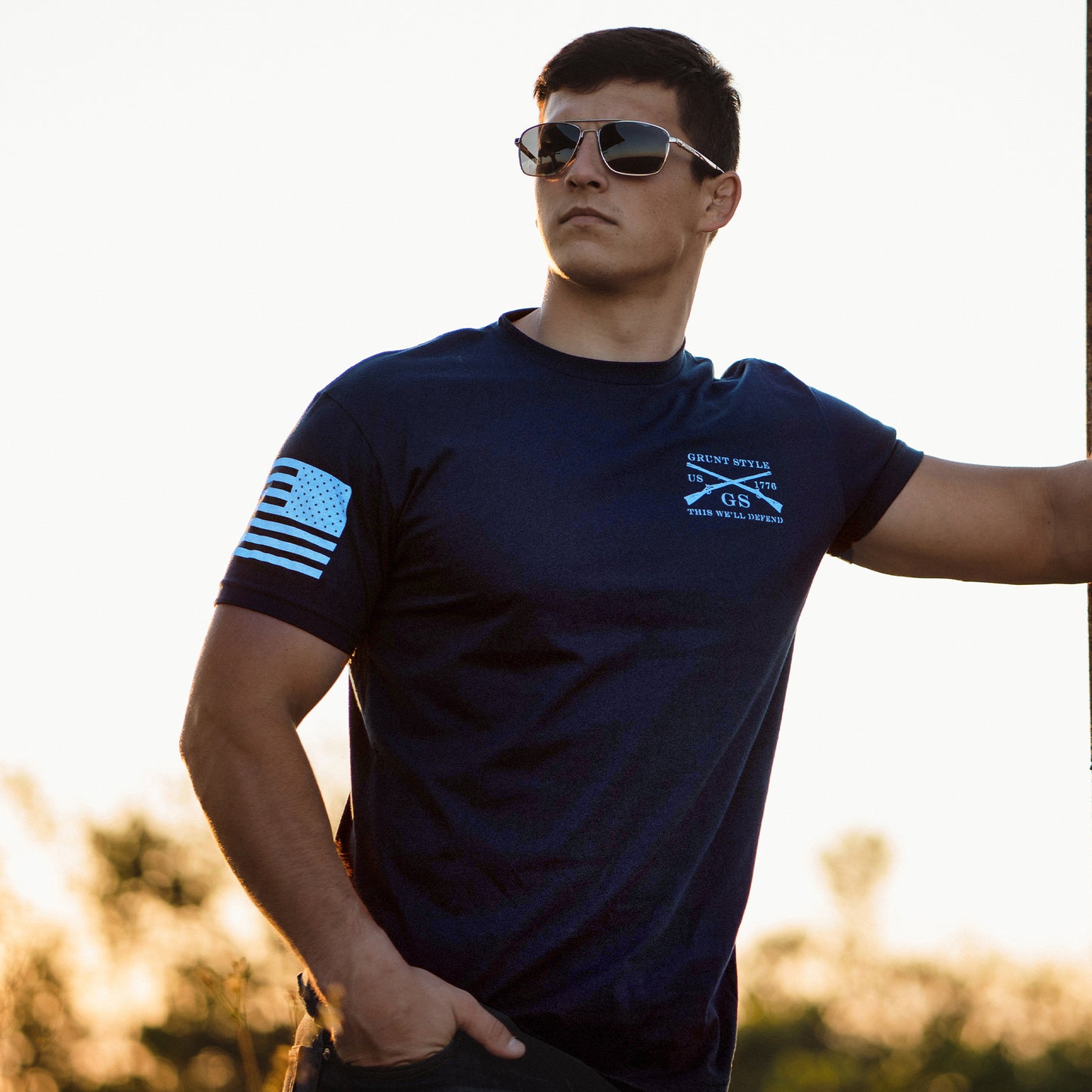 Navy Land of Liberty Tee for Men | Grunt Style
