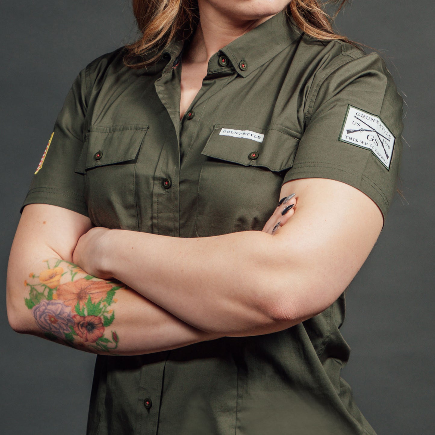 Women's Military Green Garage Button Down | Grunt Style