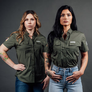 Women's Garage Button Down - Military Green