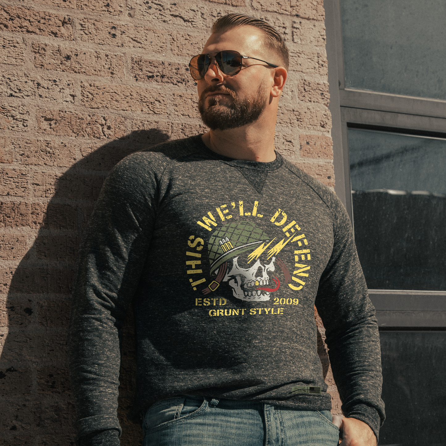 Death Skull Terry Crew Sweatshirt for Men  | Grunt Style 