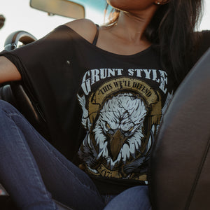 Women's Easy Rider Eagle Slouchy T-Shirt - Black