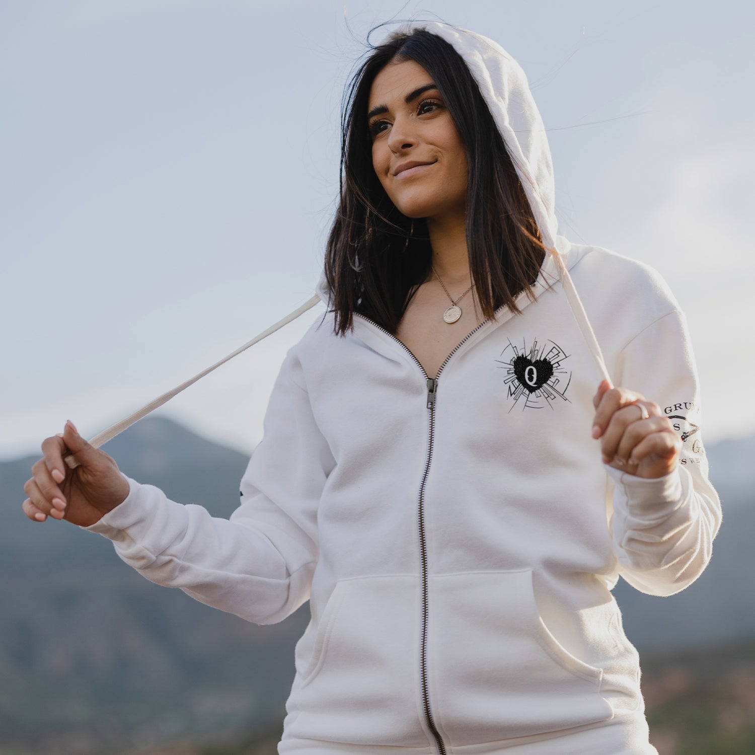 Women's Heart and Soul of a Warrior Full-Zip Hoodie - White