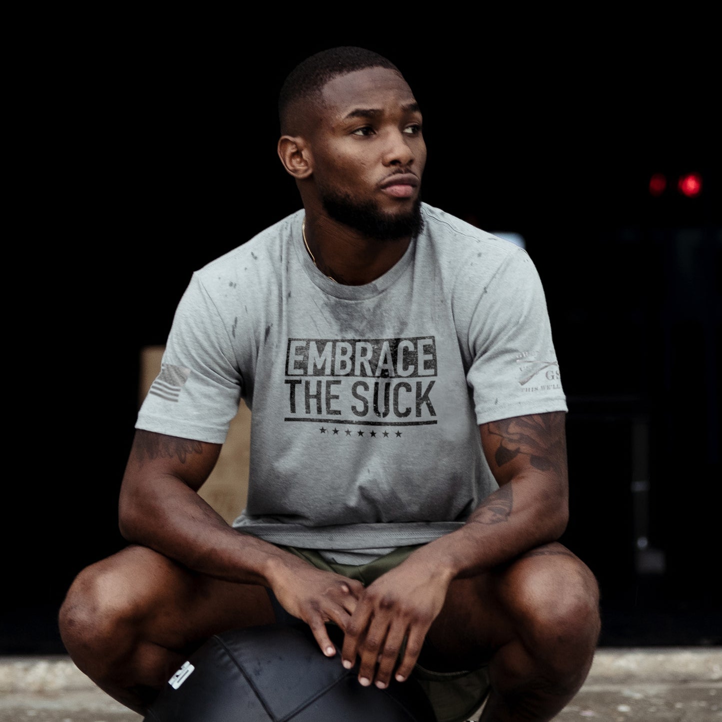 Embrace the Suck Grey Training Tee for Men  | Grunt Style