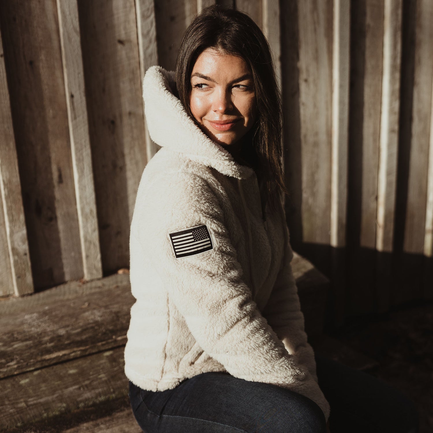 Oatmeal Sherpa Jacket for Women | Grunt Style 