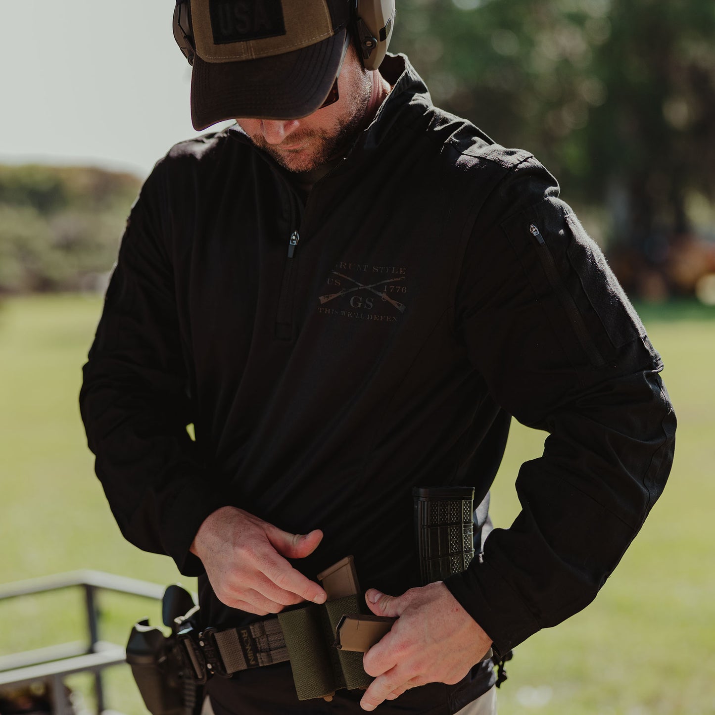 Tactical 1/4 Zip Black pullover  | Grunt Style 