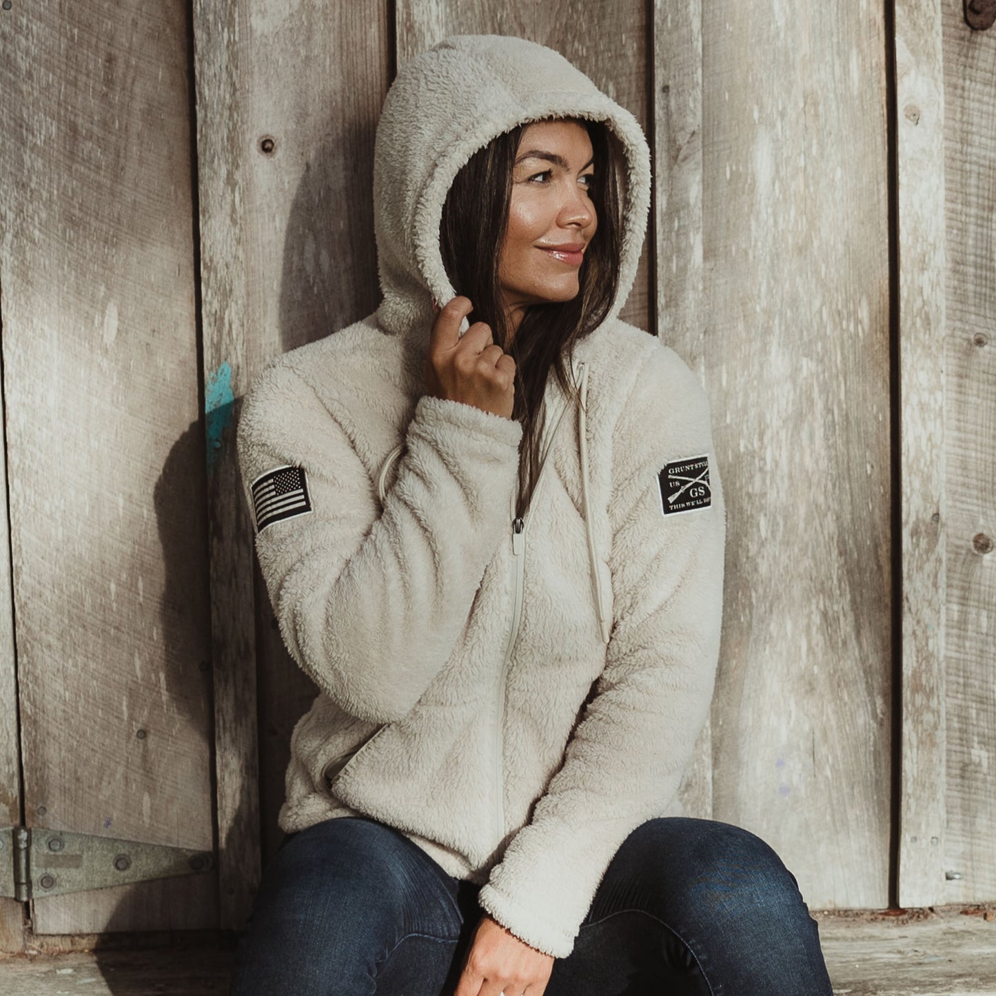 Women's Sherpa Jackets Oatmeal | Grunt Style 