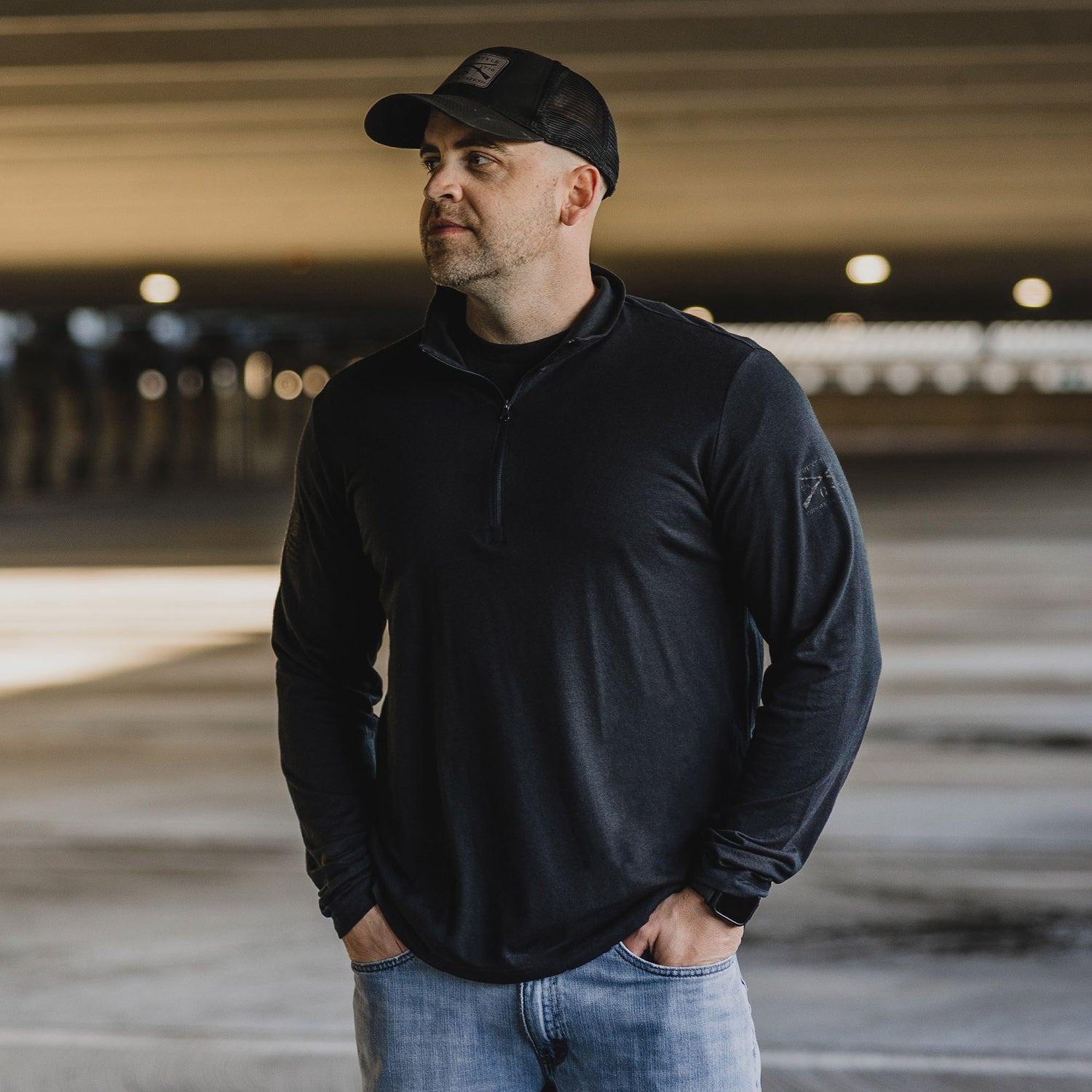 This We'll Defend Black Triblend 1/4 Zip Pullover | Grunt Style 