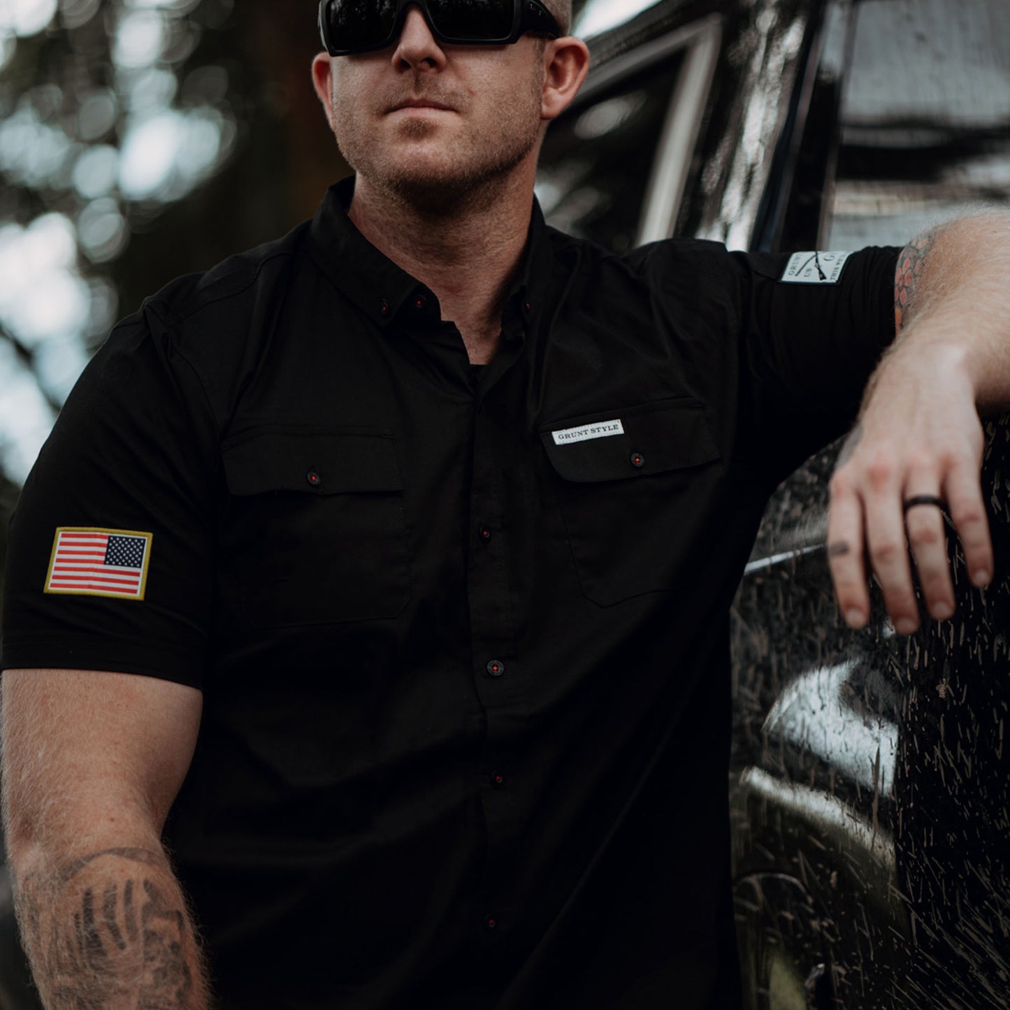 patriotic button up shirt - Men's Garage Button Down Shirt
