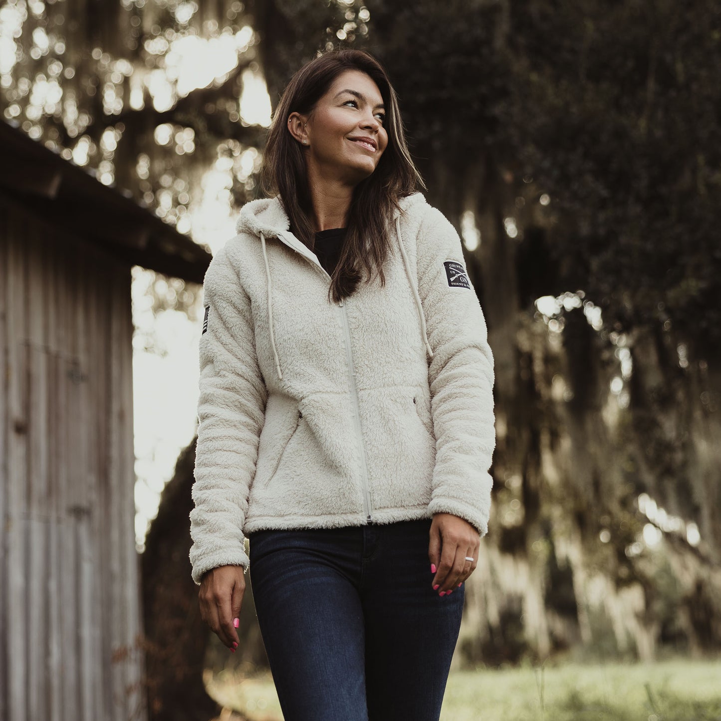 Women's Sherpa Jacket Oatmeal | Grunt Style 
