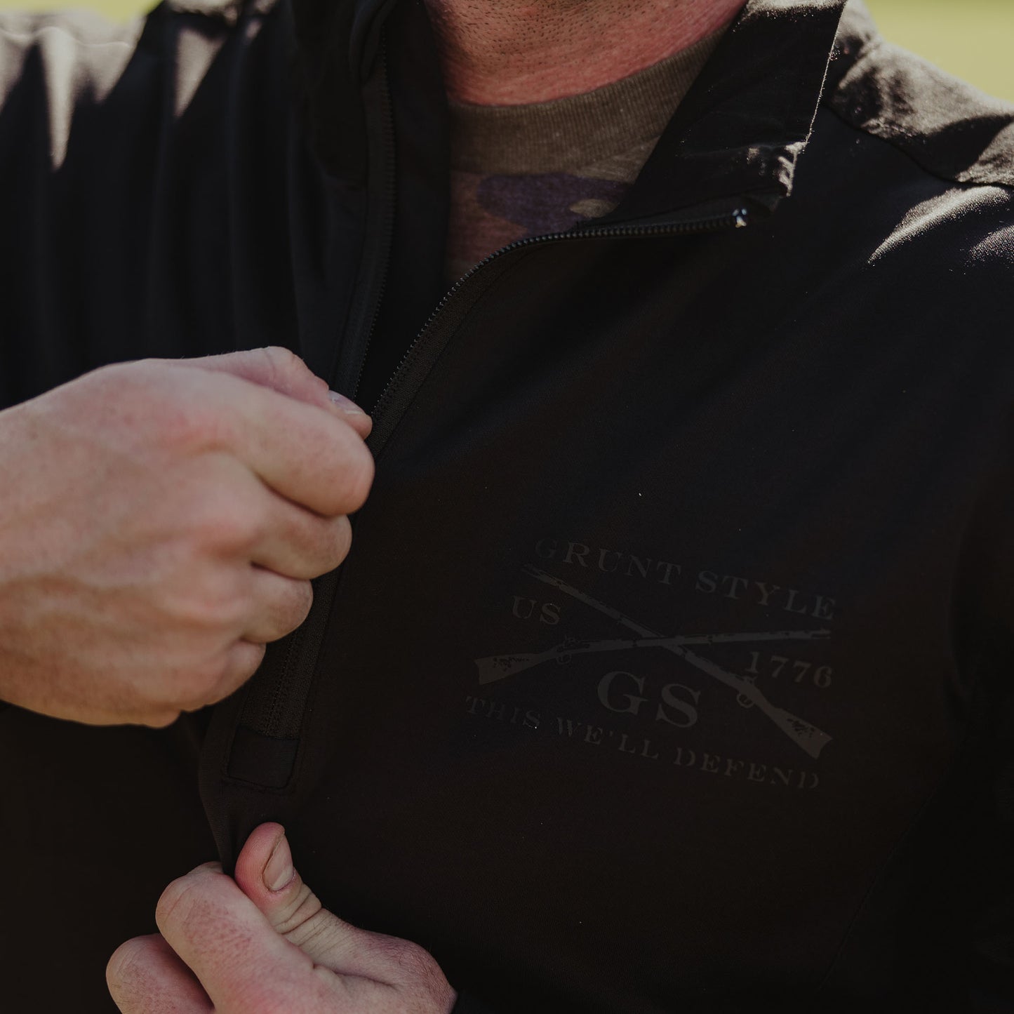 Tactical 1/4 Zip pullover in black | Grunt Style 