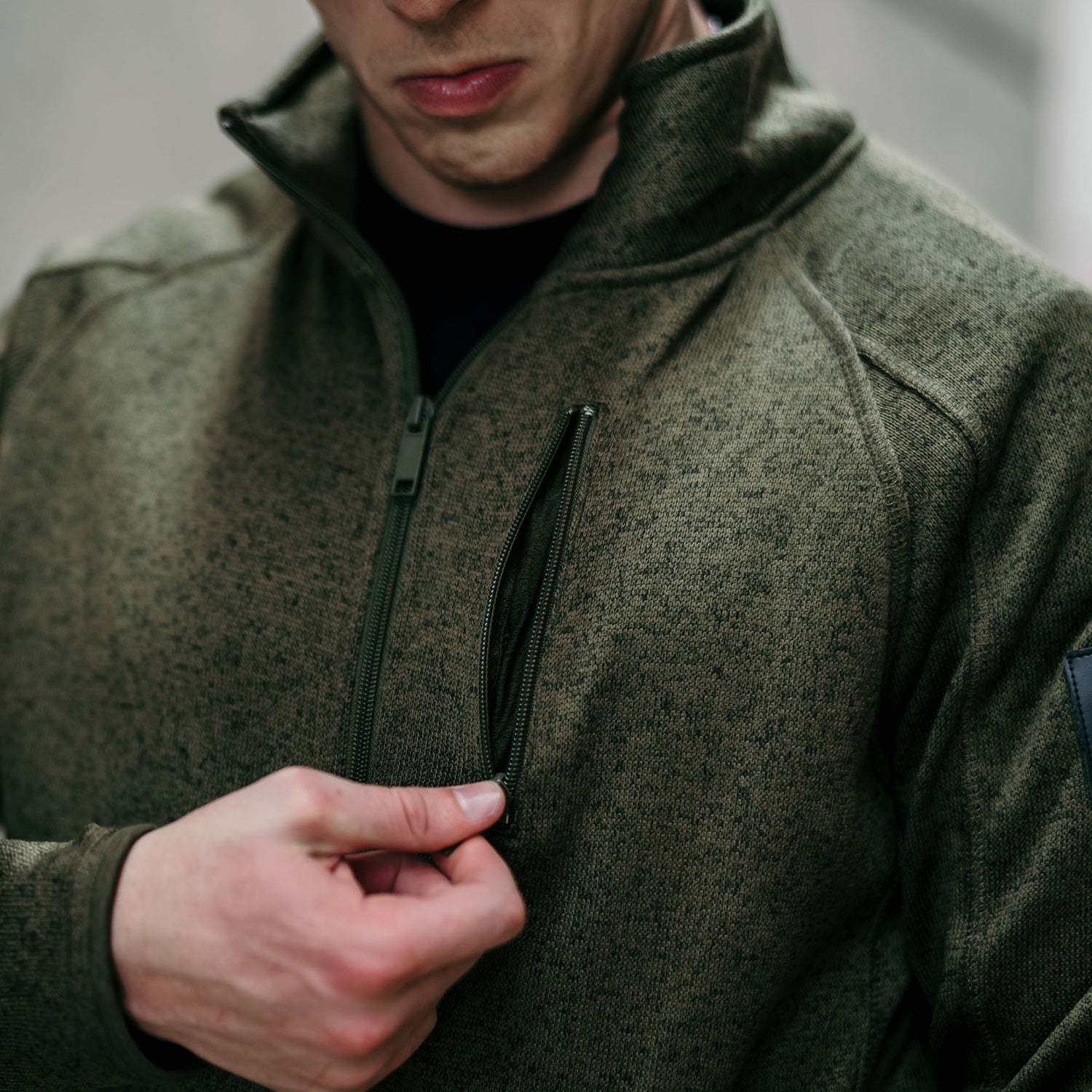 Men's Military Green Sweater Jacket  | Grunt Style 