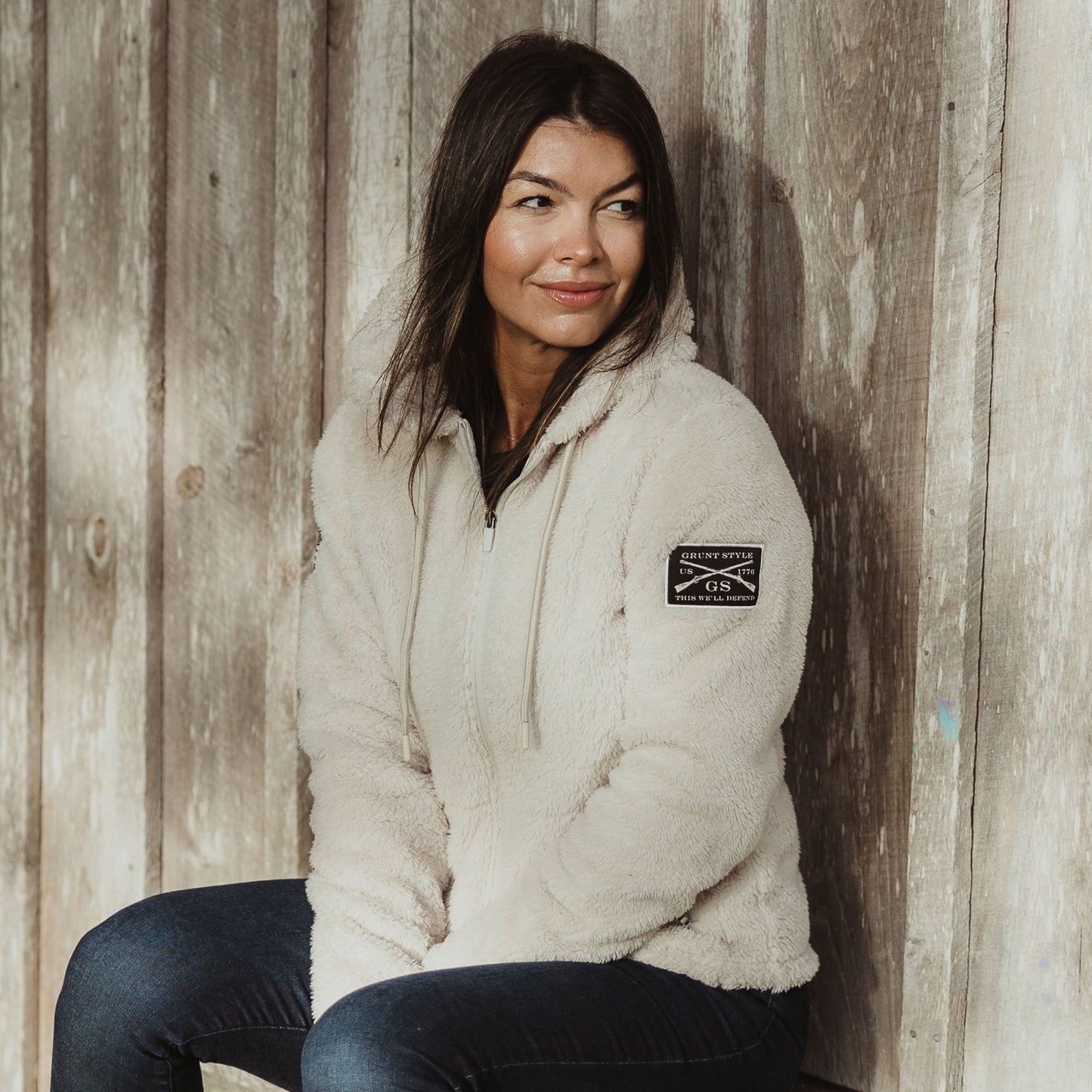 Sherpa Jacket in Oatmeal for Women | Grunt Style 