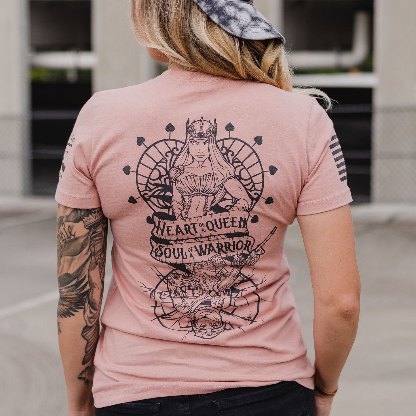 Women's Graphic Tee Heart and Soul of a Warrior - Desert Pink | Grunt Style 
