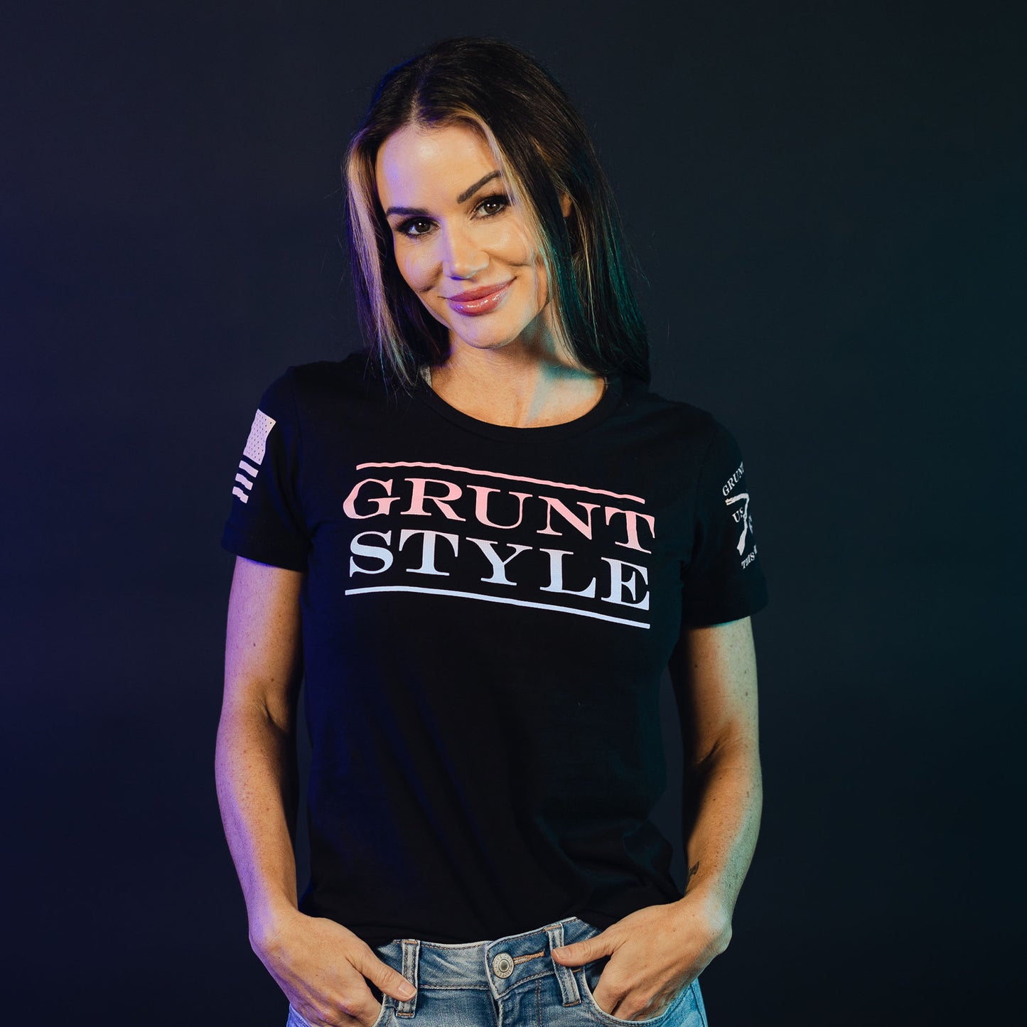 Women's Tee Ombre Stacked Logo | Grunt Style 