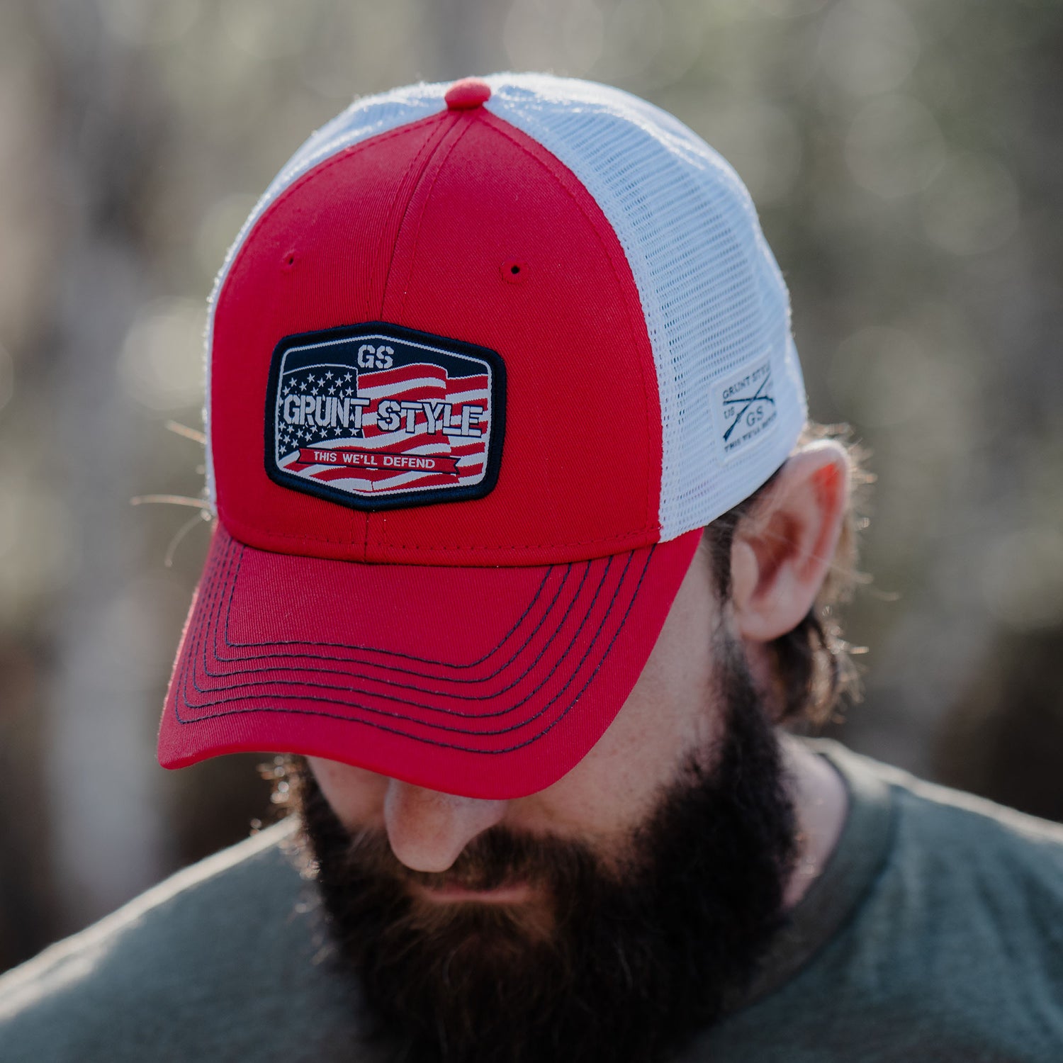 Men's Old Glory Patch Hat in Red | Grunt Style 