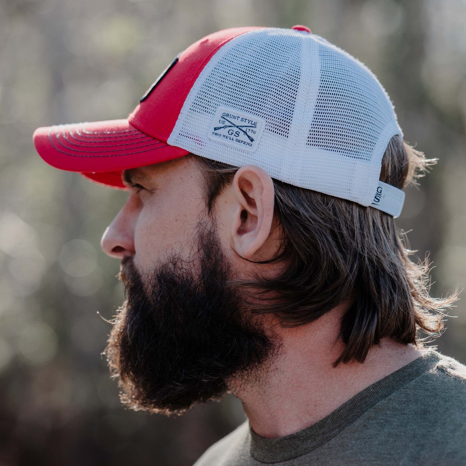 Men's Red Old Glory Patch Hat | Grunt Style 