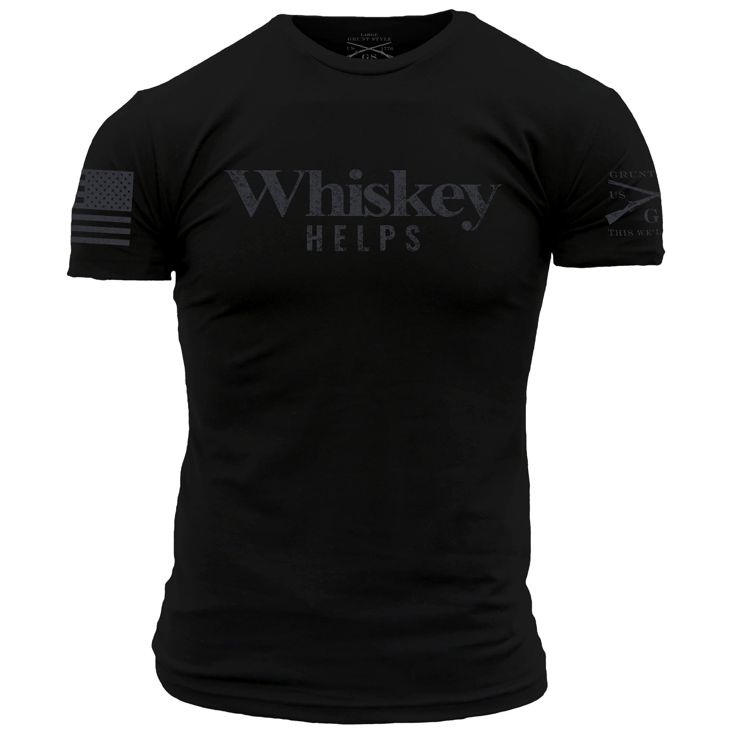 Men's Black Graphic Whiskey Helps Tee | Grunt Style 
