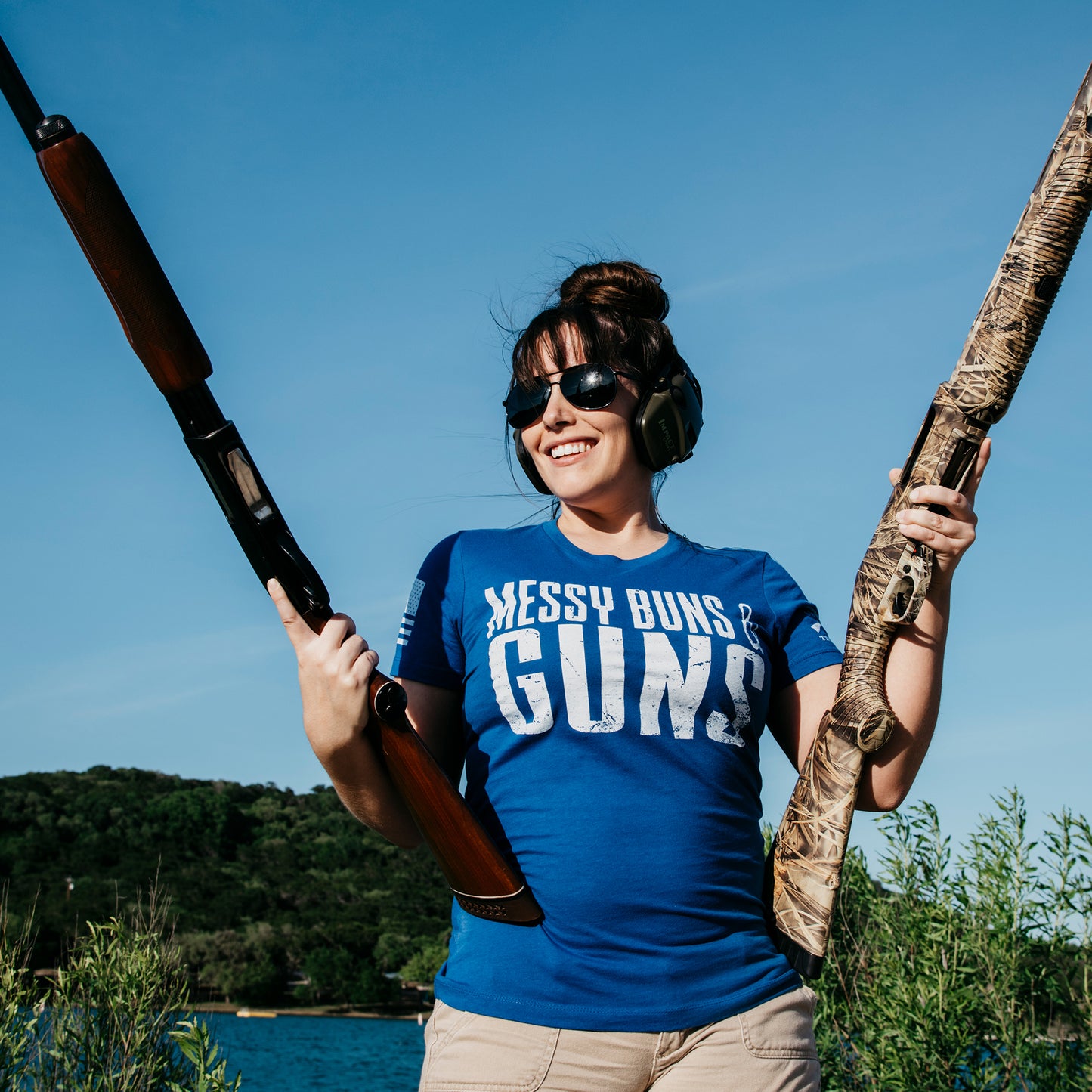 Messy Buns and Guns T-Shirt for Women | Grunt Style 