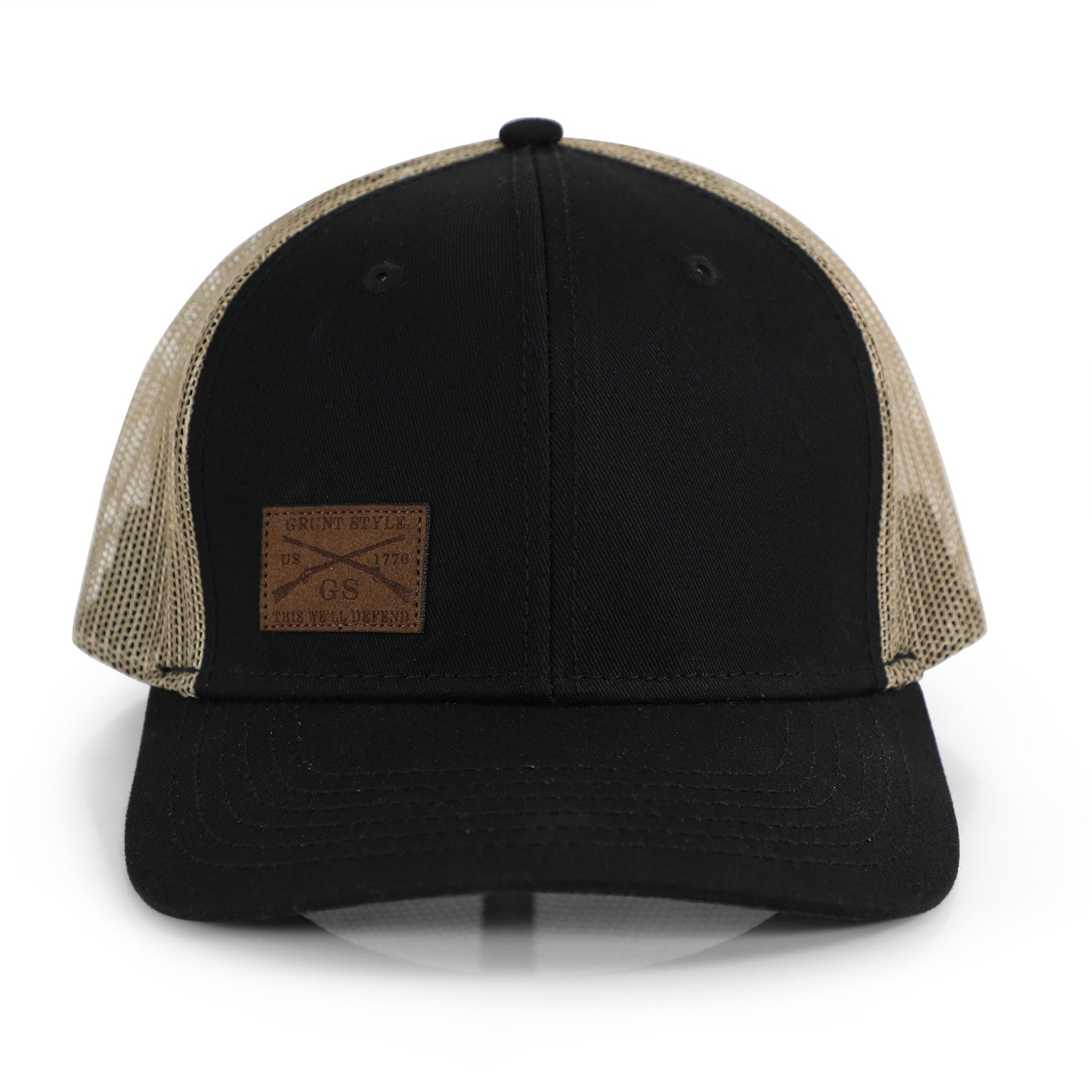 GS Logo Leather Black Hat  | Patriotic Headwear 