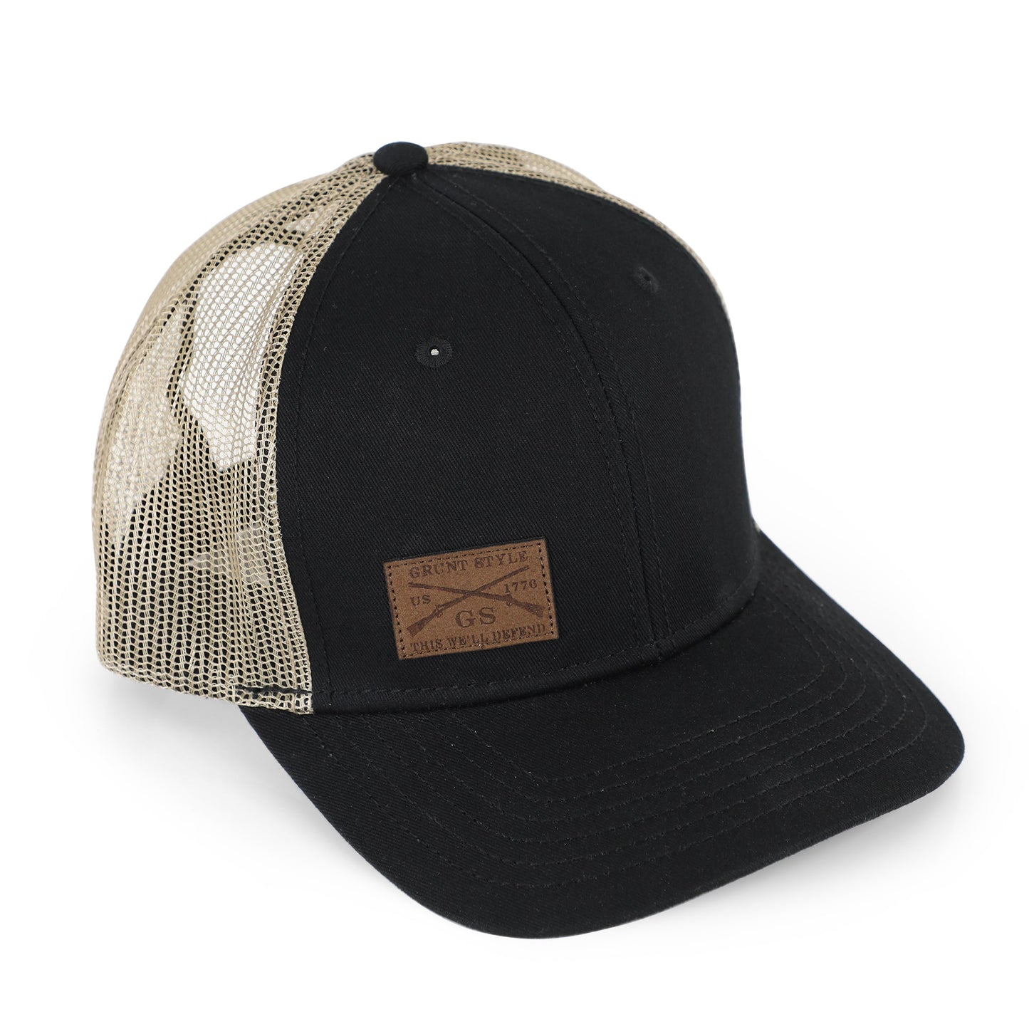 Grunt Style Logo Leather Patch Hat  | Patriotic Hats 