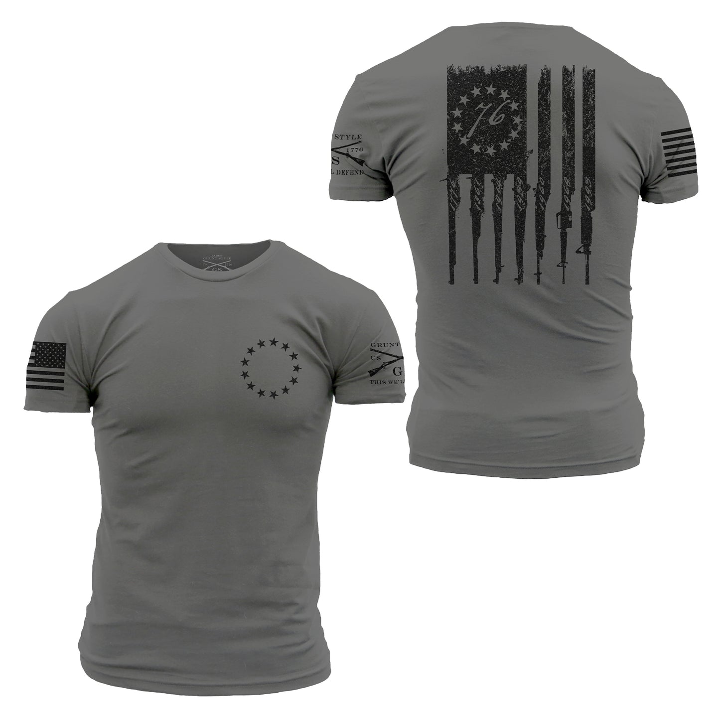 Betsy Rifle Flag Patriotic T-Shirt for Men | Grunt Style 