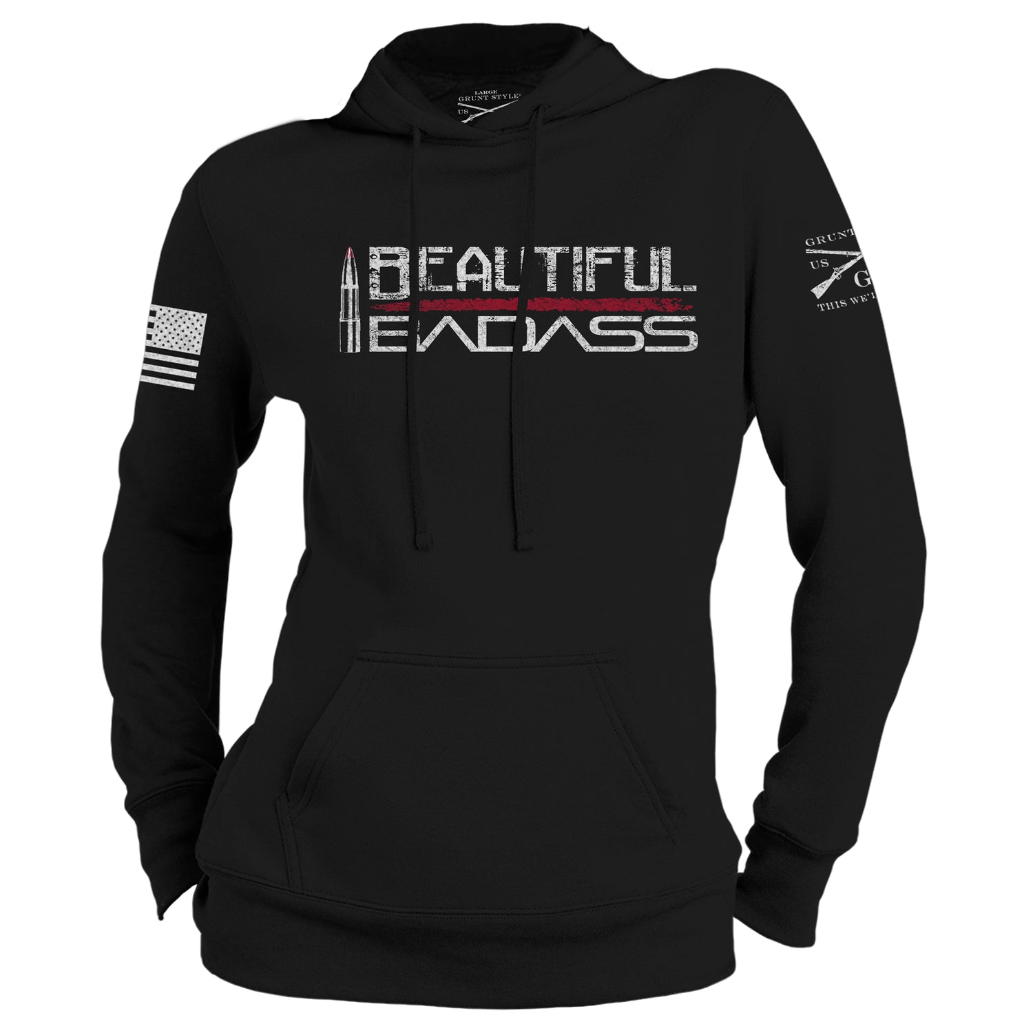 Women's Beautiful Badass black graphic hoodie | Grunt Style 