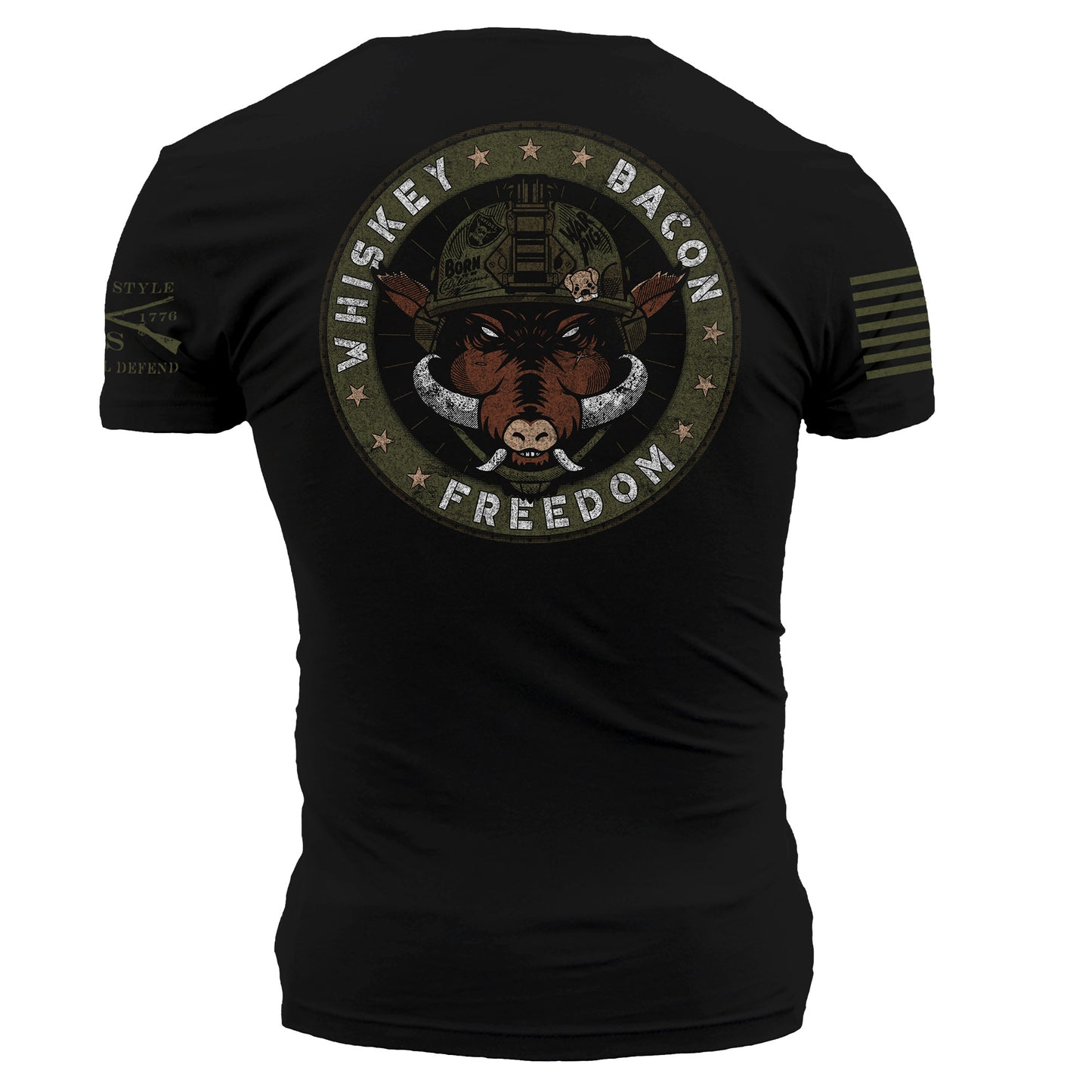 Men's Graphic T-Shirt Whiskey Bacon and Freedom  | Grunt Style 