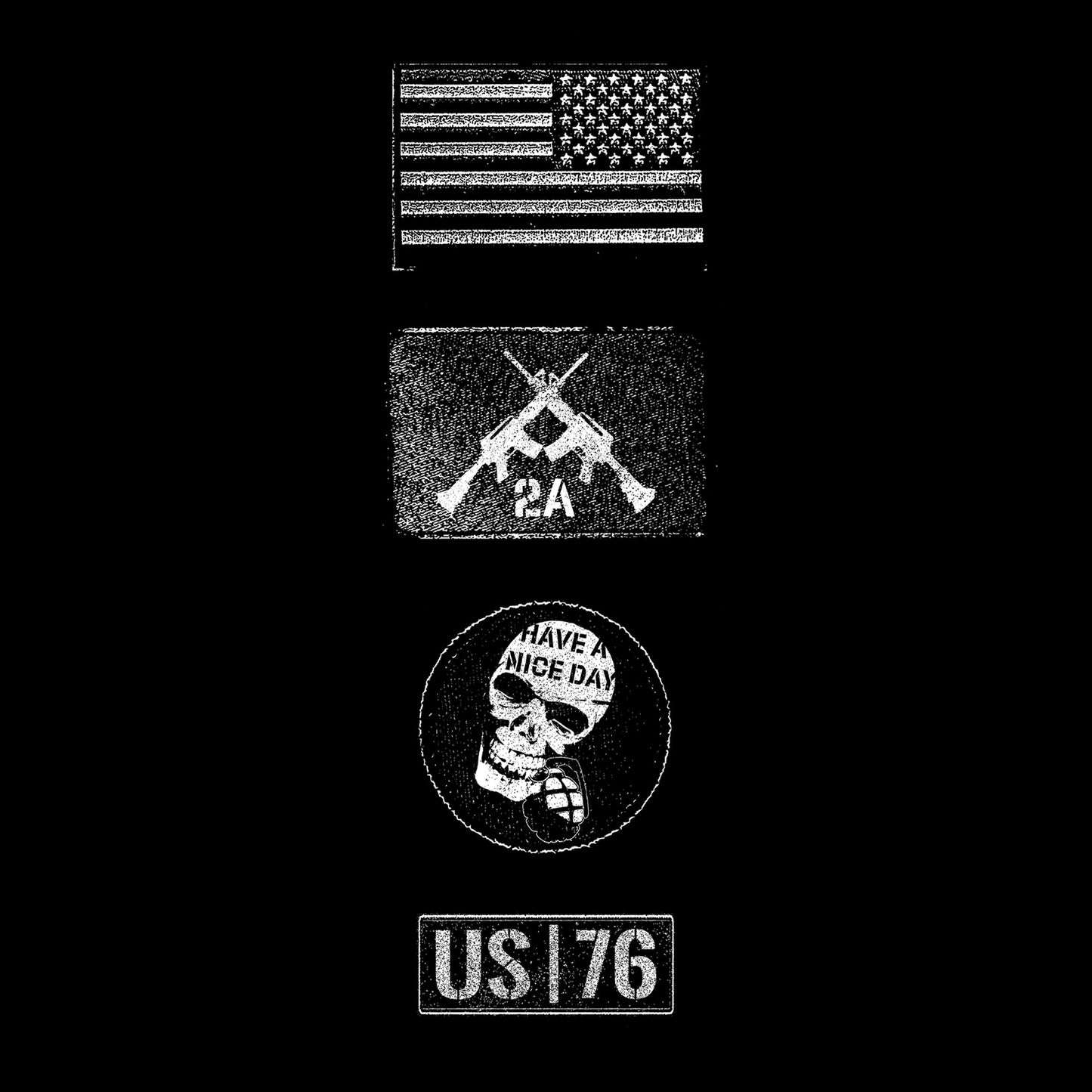 flag, 2a, grenade, and USA 76 logos  | Grunt Style 