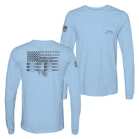 Ammo Flag Long Sleeve Pocket T-Shirt - Sky Blue