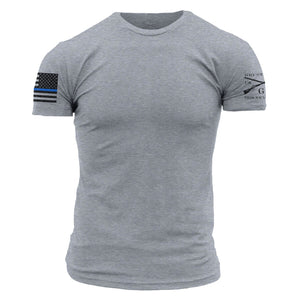 Blue Line Flag Basic T-Shirt - Heather Gray