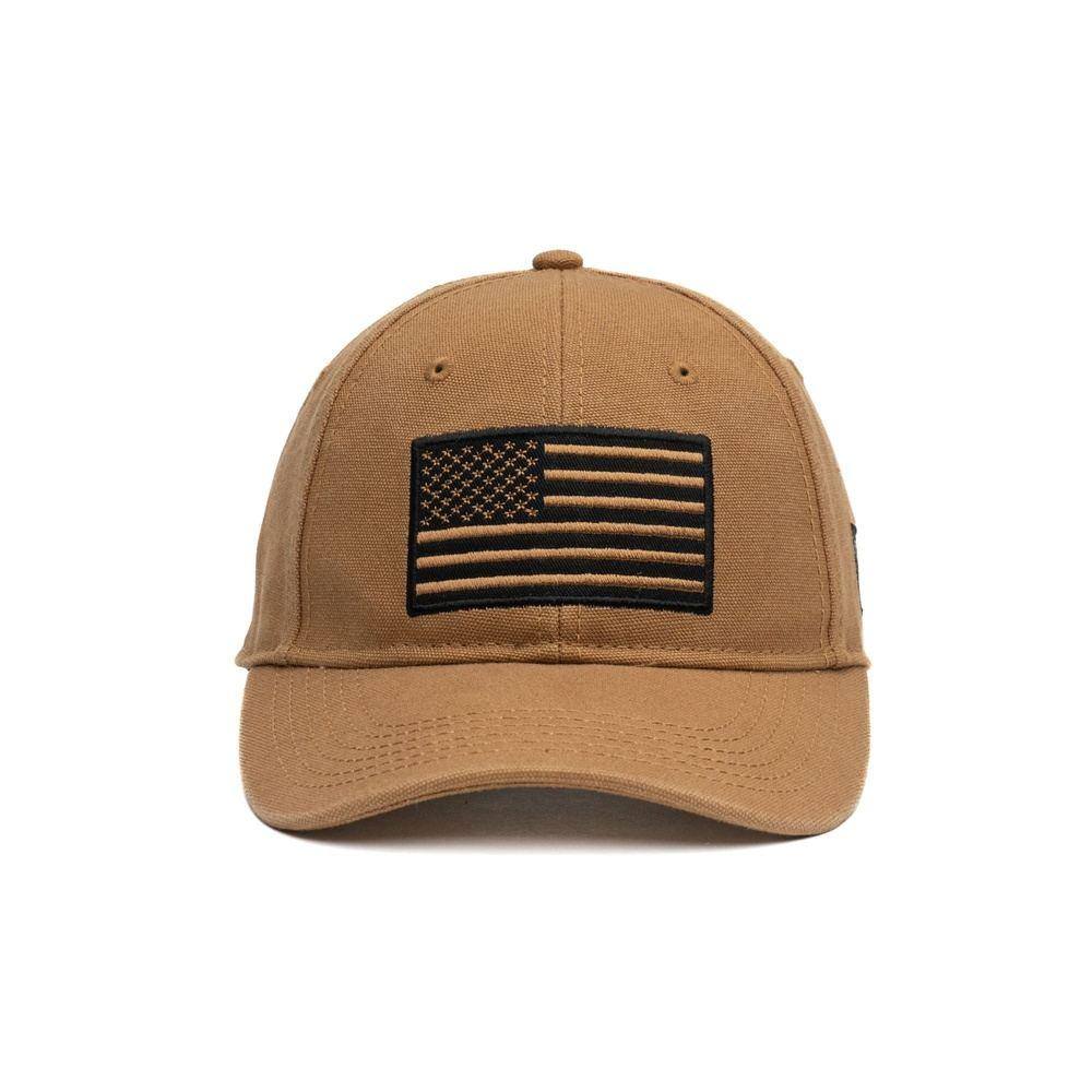 AR Flag Patch Trucker Hat - Tan w/Brown Mesh