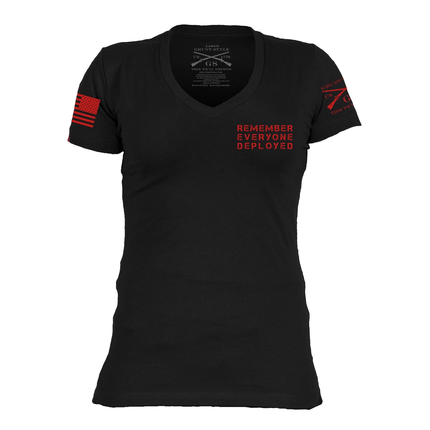 Women's Graphic VNeck Tee R.E.D. All Forces | Grunt Style 