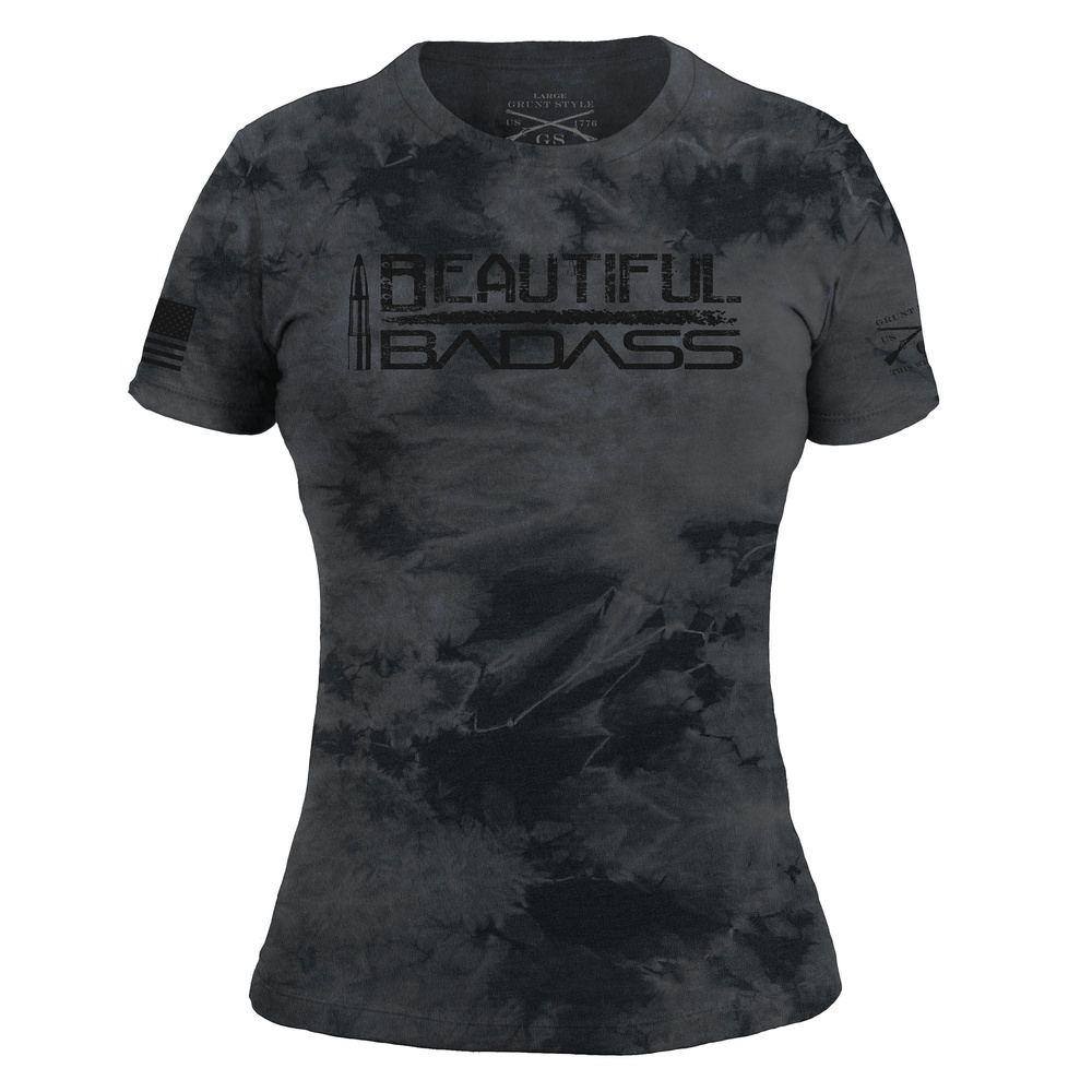 Women's Patriotic Shirt  Beautiful Badass in Black Wash – Grunt Style, LLC