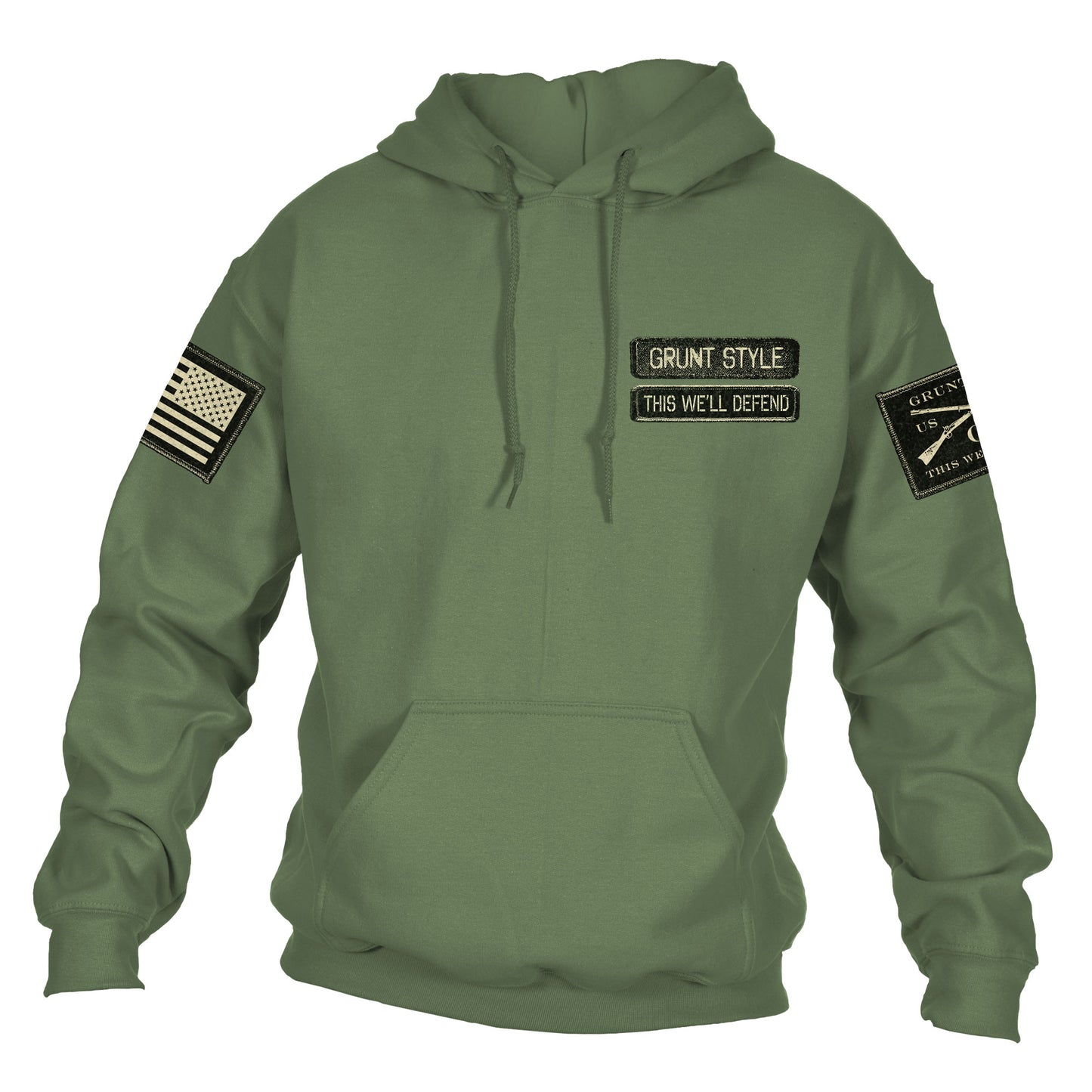 Grunt Style Name Tape Hoodie - Military Green | Grunt Style 