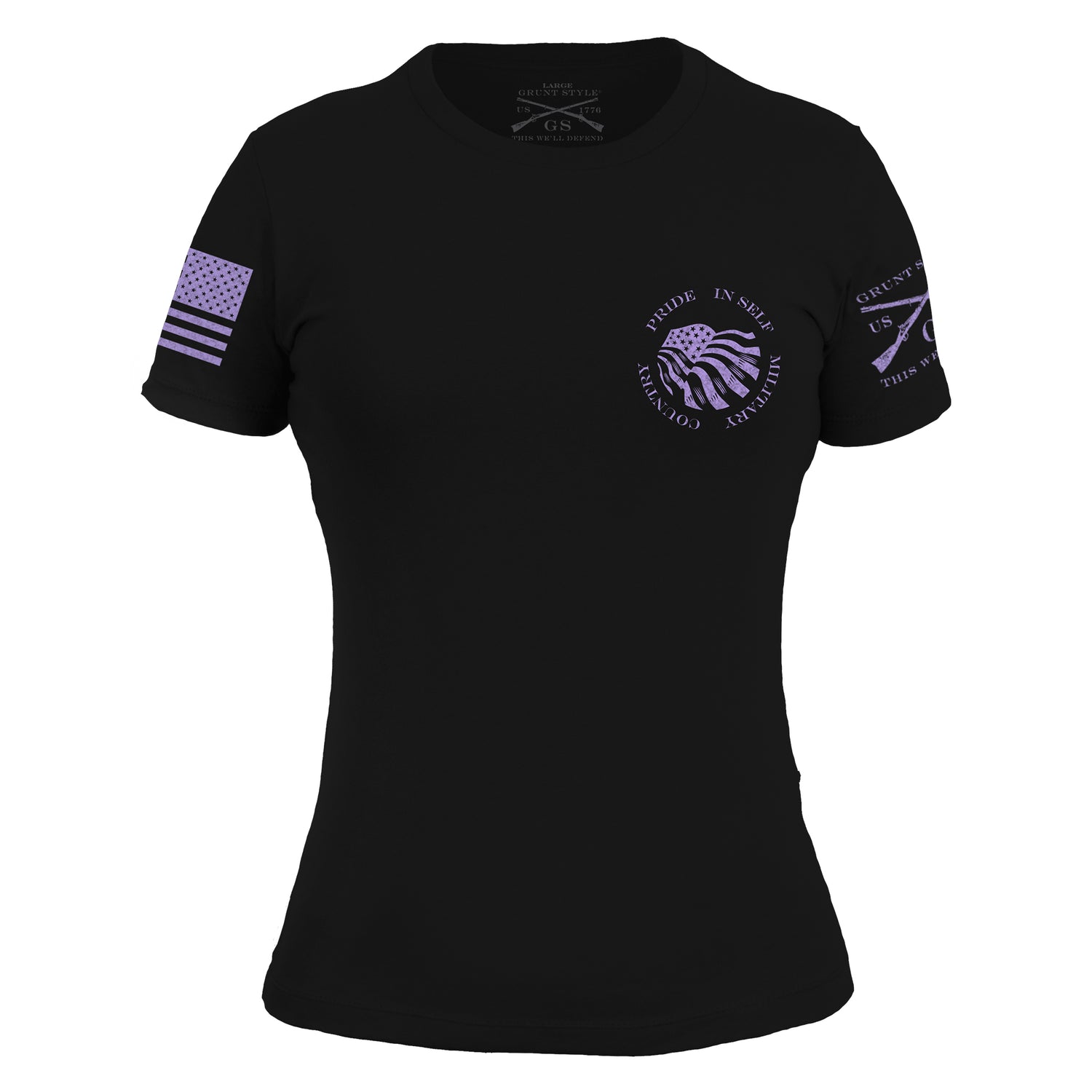 Women's Flag Salute Black and Lavender Tee  | Grunt Style 